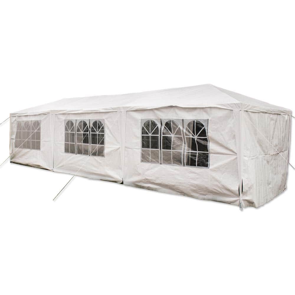 Backyard Expressions 30 ft. x 10 ft. White Party Tent Canopy Tent