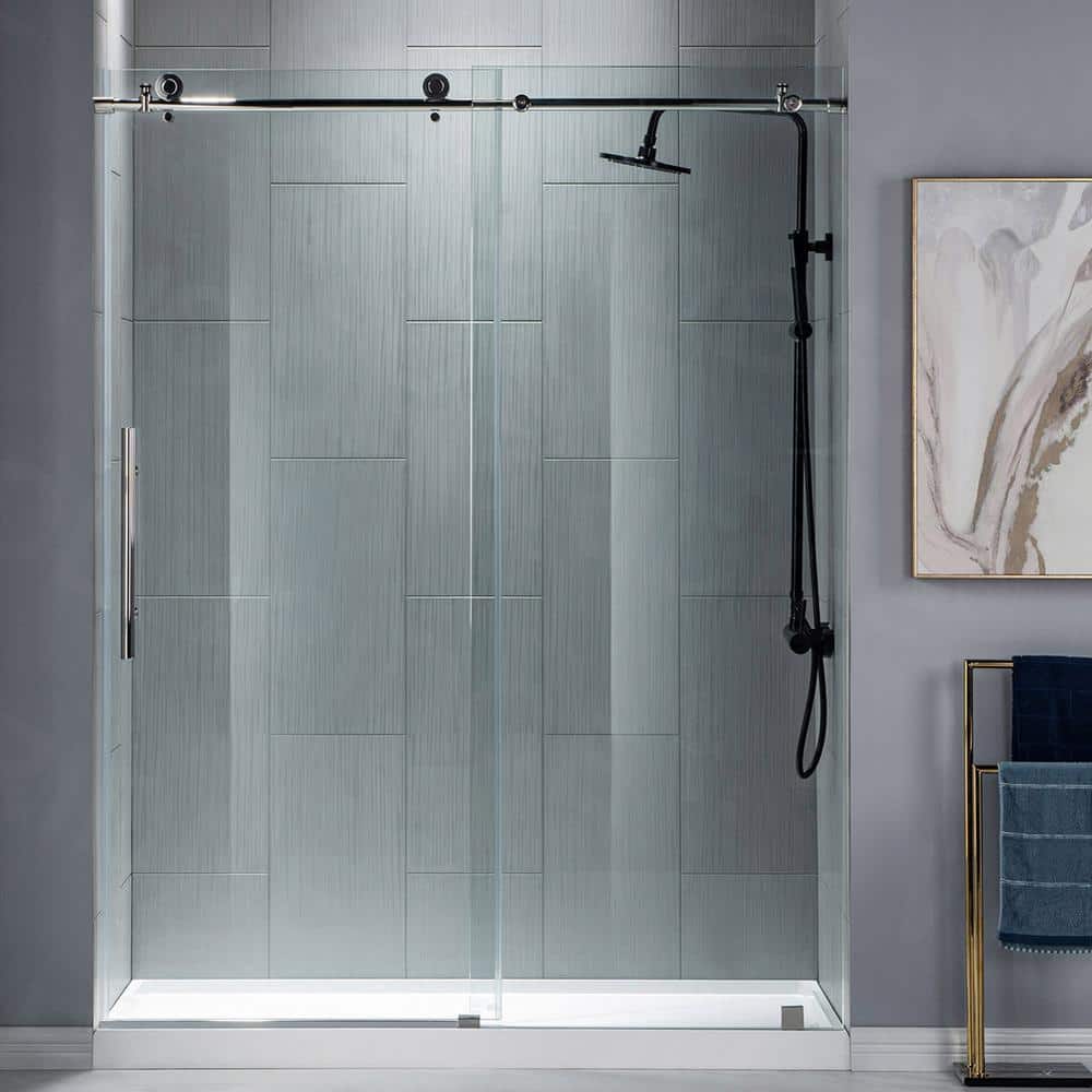 48'' Frameless Clear Tempered Glass Sliding Shower Door