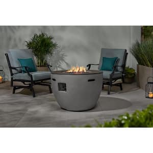 35.2 in. W x 24 in. H Round Concrete Finish Fire Table with Sintered Stone Tabletop