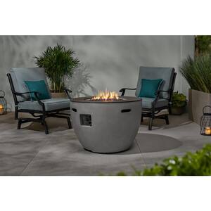 35.2 in. W x 24 in. H Round Concrete Finish Fire Table with Sintered Stone Tabletop