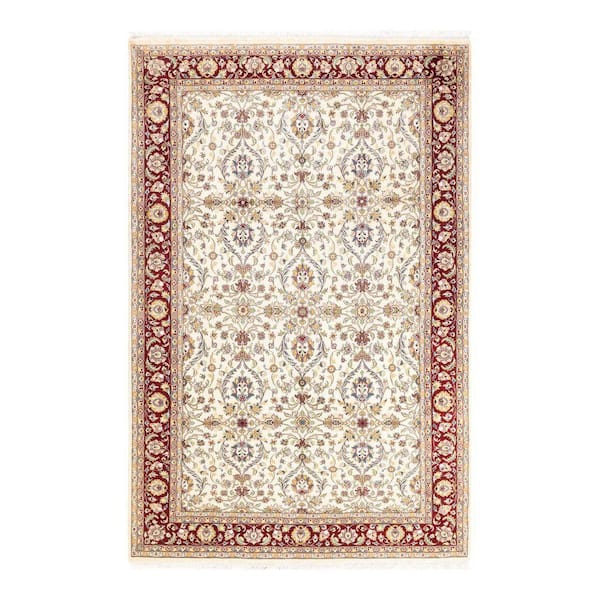 Mogul Traditional Ivory 6 ft. 2 in. x 9 ft. 5 in. Oriental Area Rug