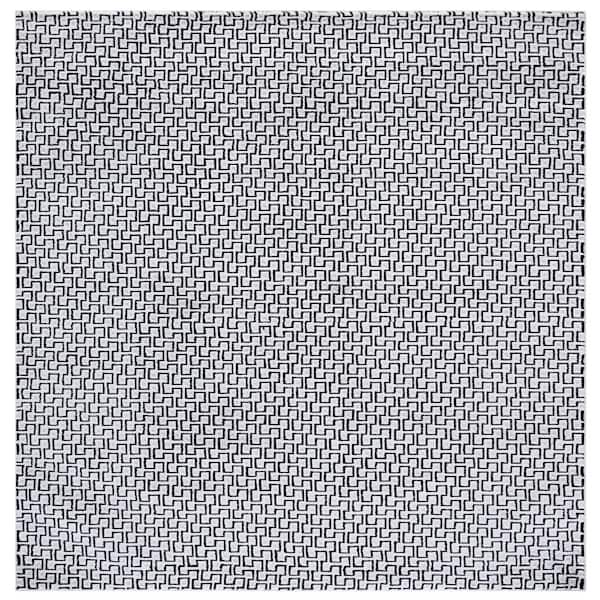 Slate 7 ft. x 7 ft. Ivory/Black Geometric Square Area Rug