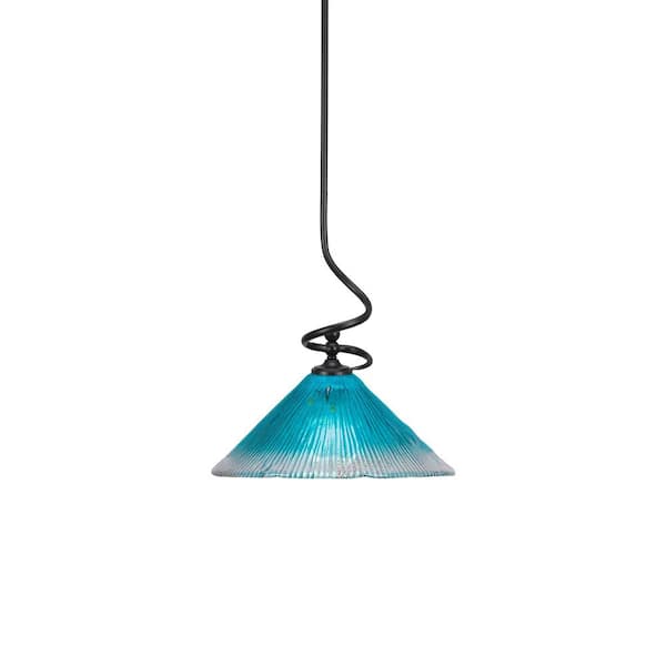 Unbranded Royale 100 W 1-Light Matte Black Standard Mini Pendant Light with Glass Shade