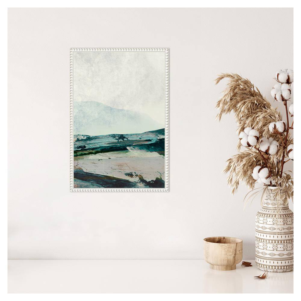 16" x 23" Mountain Mists Abstract Landscape Canvas Art in White Frame