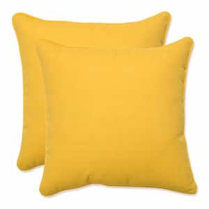Solid Yellow Square Outdoor Square Throw Pillow 2-Pack