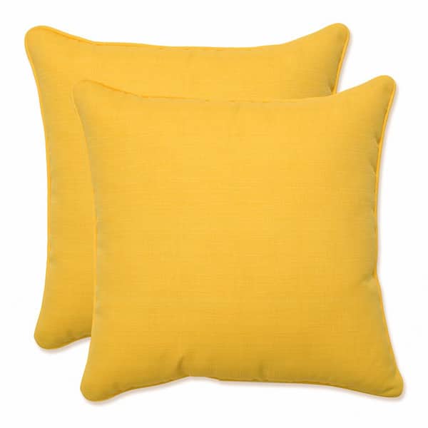 Pillow Perfect Solid Yellow Square Outdoor Square Throw Pillow 2-Pack