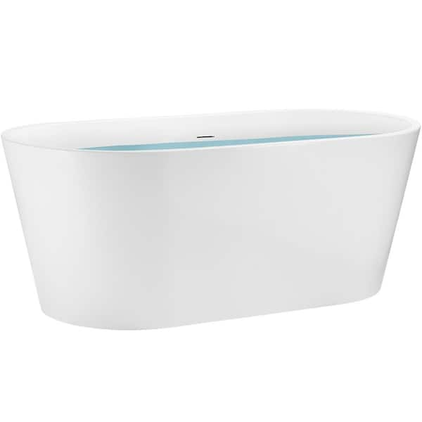 54 in. Fiberglass Double Ended Flatbottom Non-Whirlpool Bathtub in Glossy White