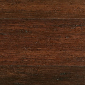 Hand Scraped Strand Woven Sahara 3/8 in. T x 5-1/5 in. W x 36.02 in. L Engineered Click Bamboo Flooring