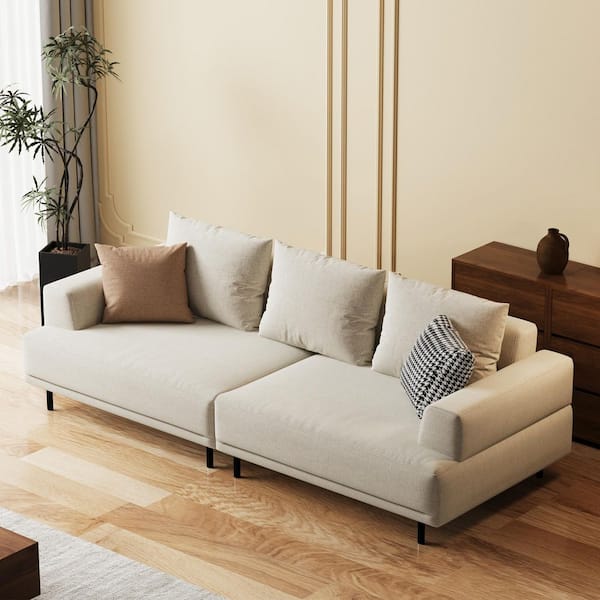 82.67 in. Square Arm Fabric Square Sofa 29.92 in. Depth Beige