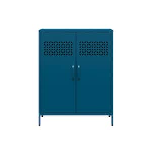Annie, Deep Ocean Blue, 40 in. Metal 2-Door Cabinet with 2-Adjustable Shelves