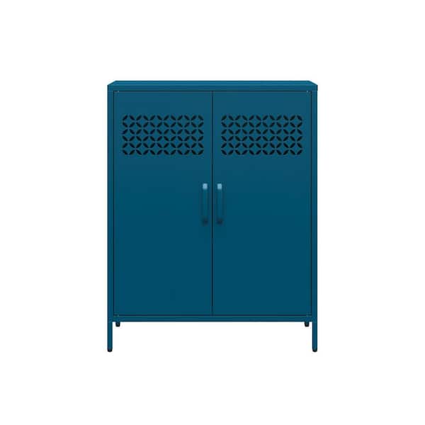 Ameriwood Home Annie, Deep Ocean Blue, 40 in. Metal 2-Door Cabinet with 2-Adjustable Shelves