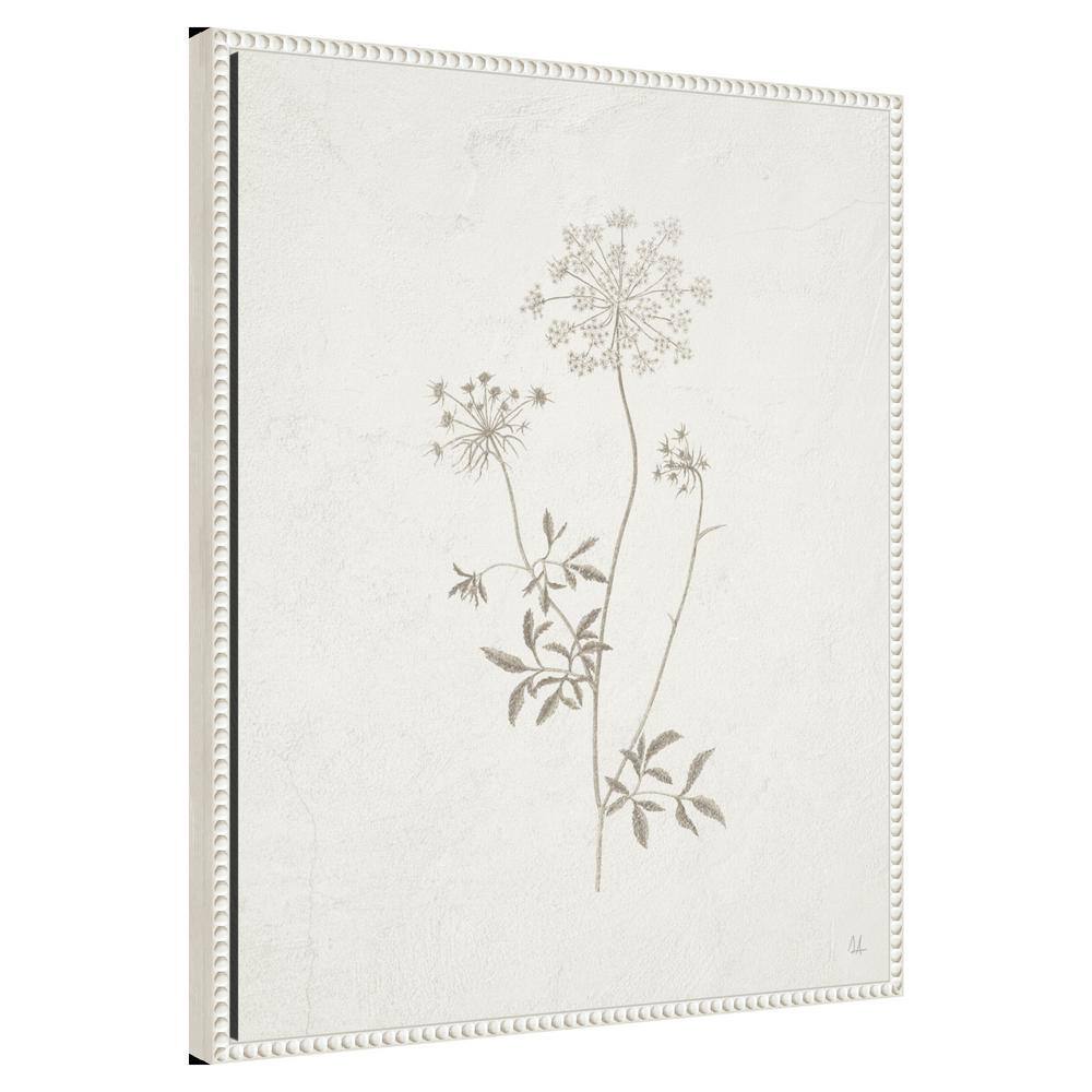 Sylvie Beaded White Framed Botanical Canvas Wall Art