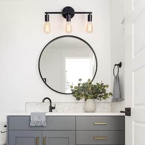 16.5 in.3-Light Black Modern Wall Sconce Bathroom Vanity-Light Indoor Wall Light for Living Room