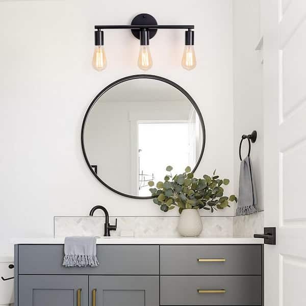 16.5 in.3-Light Black Modern Wall Sconce Bathroom Vanity-Light Indoor Wall Light for Living Room