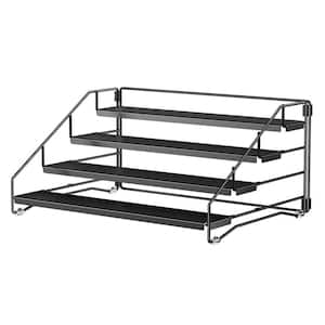 Anqtovp 2-Tier Black Pull Out Cabinet Mount Spice Rack Organizer 3 Pack ...