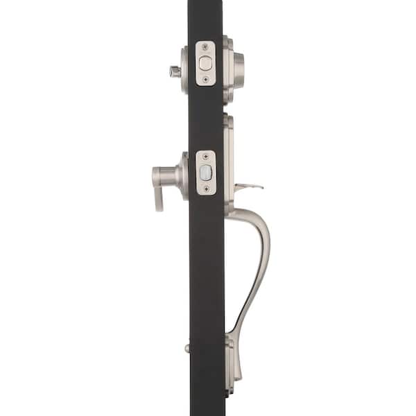 Kwikset Arlington Satin Nickel Smartkey Single-Cylinder Deadbolt Keyed Entry Door Handleset Lido