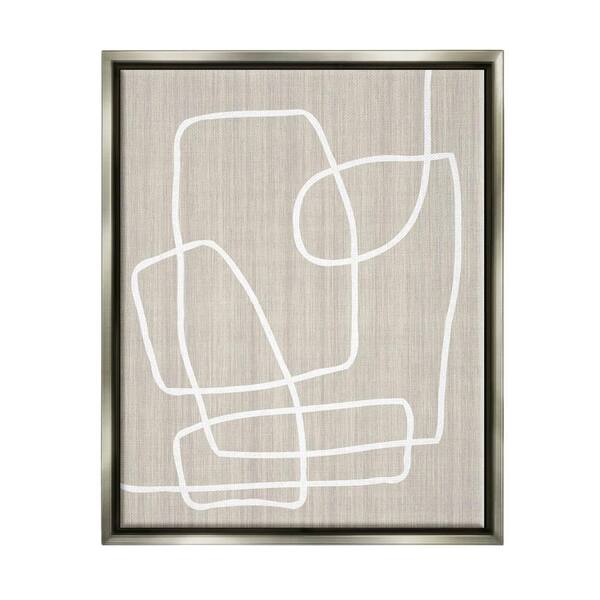 The Stupell Home Decor Collection Contemporary White Line Shapes Grain Design by Alpenglow Workshop Floater Frame Abstract Wall Art Print 31 in. x 25 in.