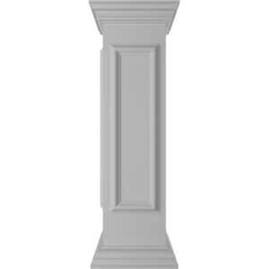 Corner 40 in. x 10 in. White Box Newel Post with Panel, Flat Capital and Base Trim (Installation Kit Included)