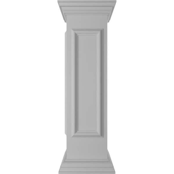 Ekena Millwork Corner 40 in. x 10 in. White Box Newel Post with Panel, Flat Capital and Base Trim (Installation Kit Included)