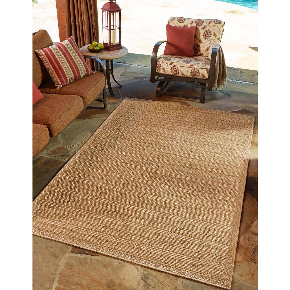 Light Brown Rectangular Stripe Synthetic Outdoor Rug 2'2" x 3'1"
