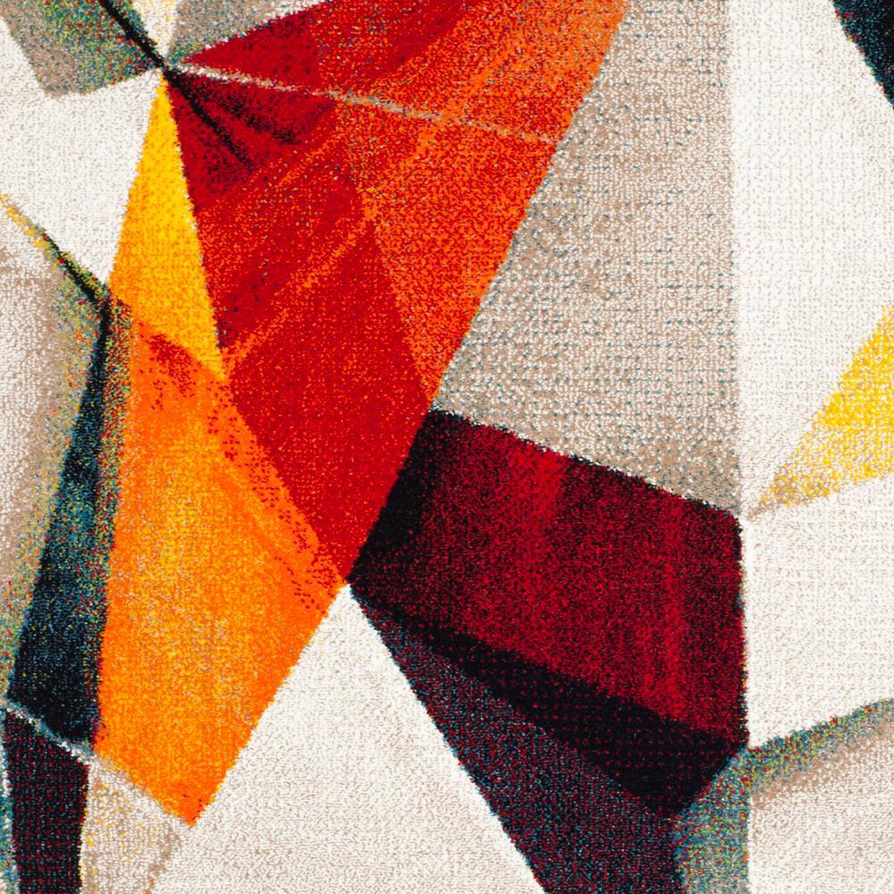 Porcello Light Grey and Orange Floral Synthetic Area Rug