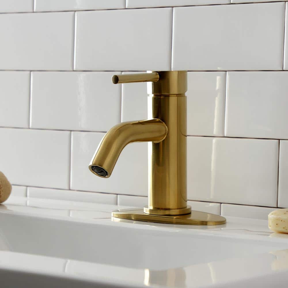 Concord 6'' Sleek Cylindrical Brushed Brass Bathroom Faucet