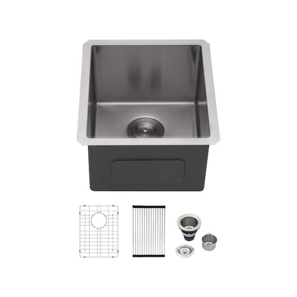 15 in. Small Undermount Sink Single Bowl 16-Gauge Brushed Stainless Steel Kitchen Sink