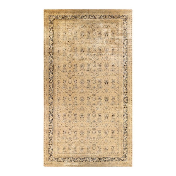 Mogul 12 ft. x 18 ft. Beige Oriental Wool Indoor Area Rug