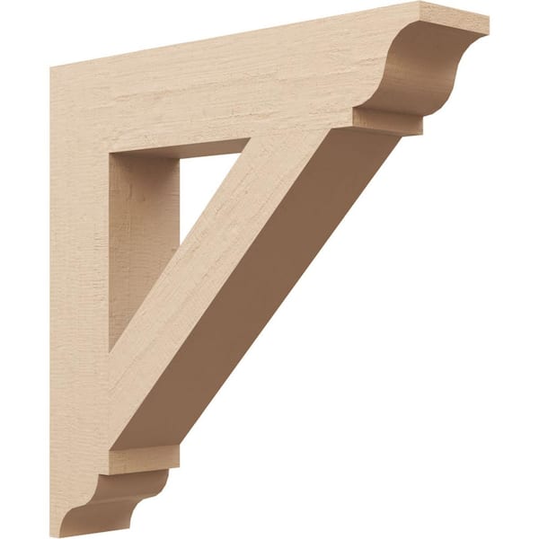 Ekena Millwork 5.5 in. x 28 in. x 28 in. Traditional Traditional Rough Cedar Woodgrain Timberthane Polyurethane Bracket, Primed Tan