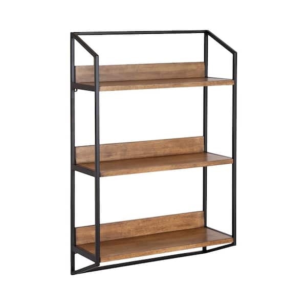 Kate and Laurel Hylton 27.75 in. x 18.00 in. Rustic Brown Wood Floating Decorative Wall Shelf