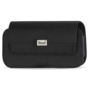 Horizontal Leather Pouch With Metal Logo In Black ( 4.4 in. L x 2.3 in. W x 0.9 in. D)