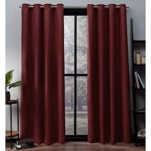 Oxford Chili Red Solid Woven Room Darkening Grommet Top Curtain, 52 in. W x 84 in. L (Set of 2)