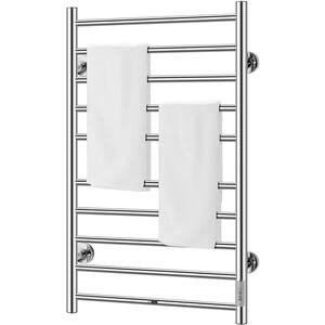 Electric Heated 10-Bar Wall Mounted Towel Rack in Stainless Steel