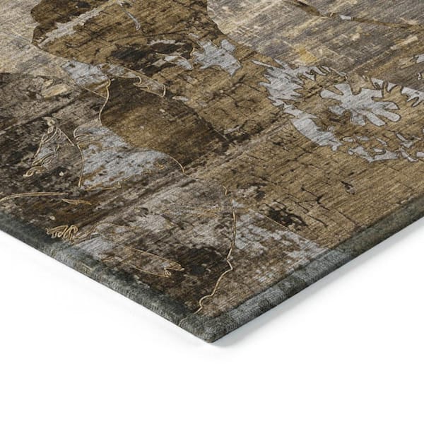 Chantille ACN555 Mocha 8 ft. x 8 ft. Round Machine Washable Indoor/Outdoor Geometric Area Rug