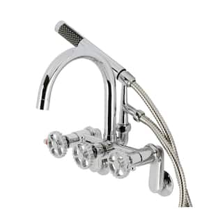 Fuller 3-Handle Wall-Mount Clawfoot Tub Faucet with Hand Shower in Polished Chrome
