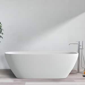 Exquisite 67 in. x 30 in. Soaking Matte White Bathtub with Center Drain in White