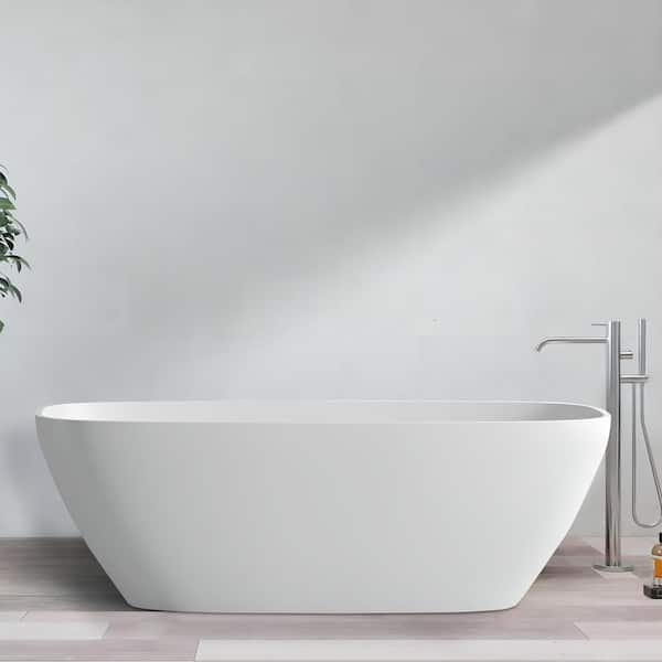 UPIKER Exquisite 67 in. x 30 in. Soaking Matte White Bathtub with Center Drain in White