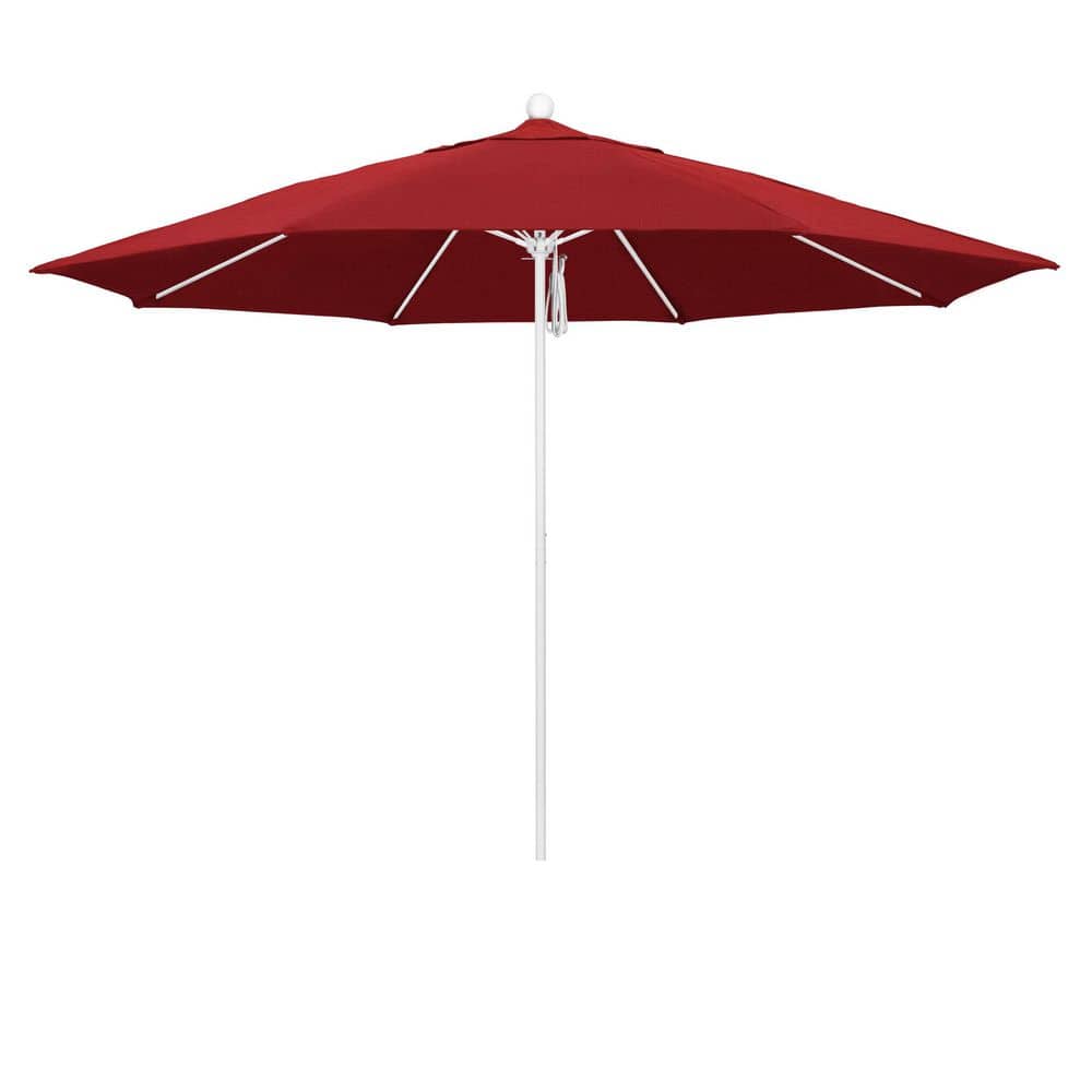 11 ft. Matted White Aluminum Market Patio Umbrella with Fiberglass Ribs Pulley Lift in Red Olefin price history on PriceWatchPro