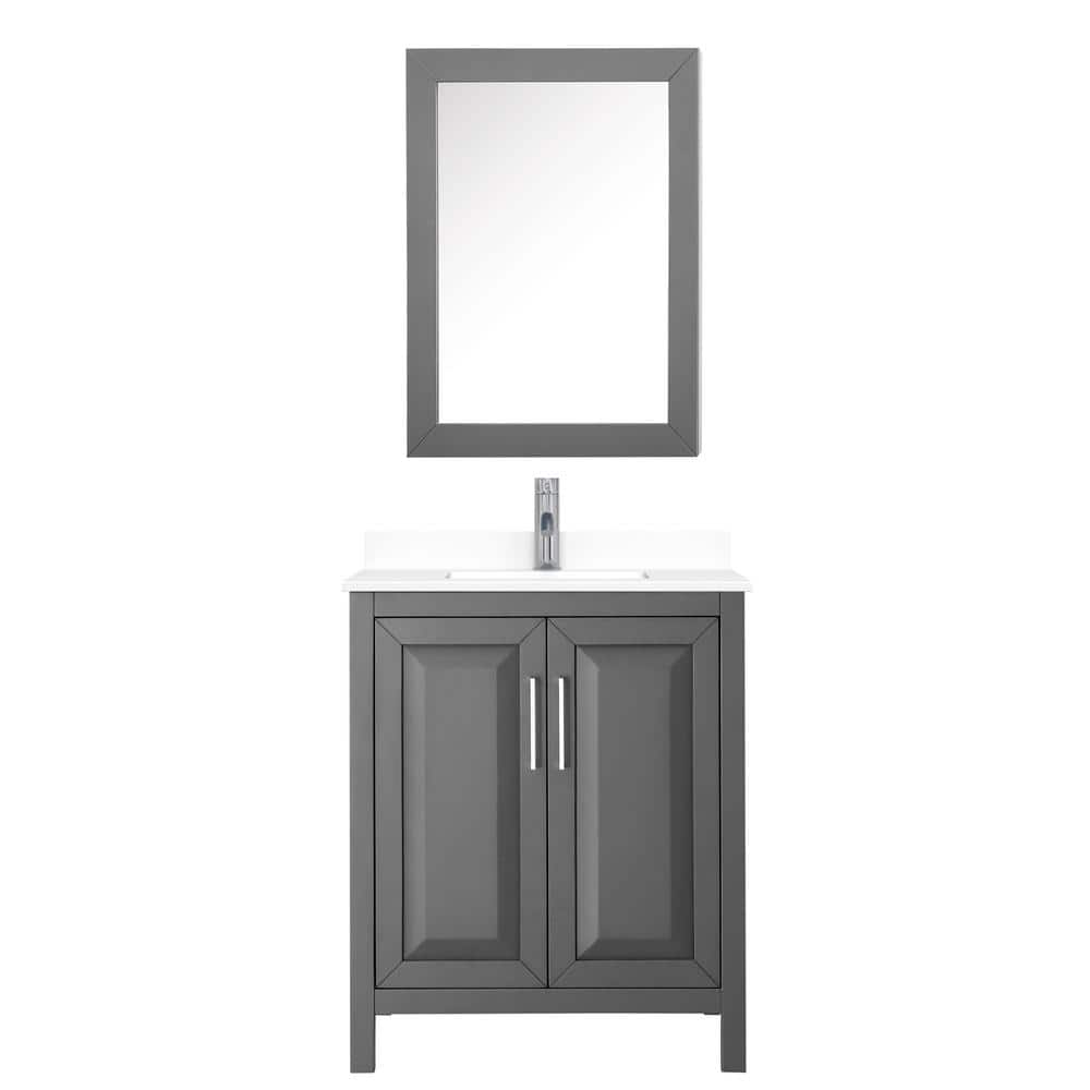 Wyndham Collection Daria 30 in. W x 22 in. D Single Vanity in Dark Gray with Cultured Marble