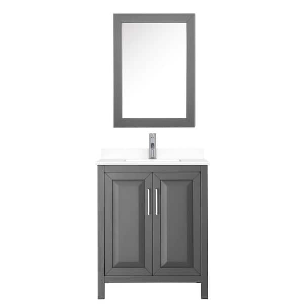 Wyndham Collection Daria 30 in. W x 22 in. D Single Vanity in Dark Gray with Cultured Marble Vanity Top in White with Basin and Med Cab