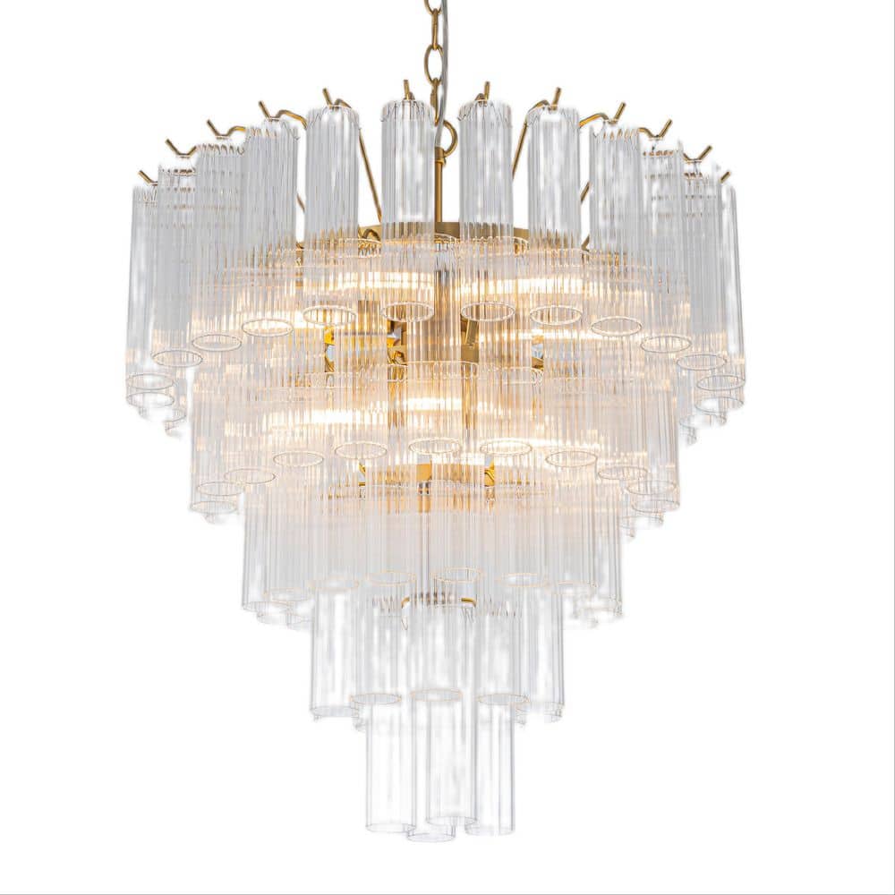 Grafton 9-Light Modern Brass Linear Striped Glass Rod Luxury Chandelier for Living Room price history on PriceWatchPro