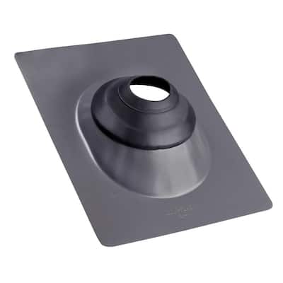 No-Calk 12 in x 14-1/2 in. Galvanized Steel Gray Vent Pipe Roof Flashing with 3 in. - 4 in. Adjustable Diameter