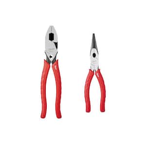 2-Piece 9 in. High Leverage Lineman's Pliers with Crimper & Long Nose Pliers Set