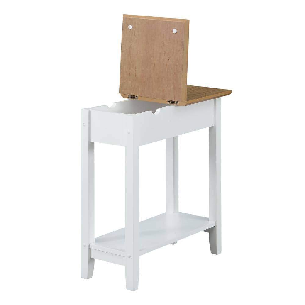 Driftwood and White Flip Top End Table with Charging Station