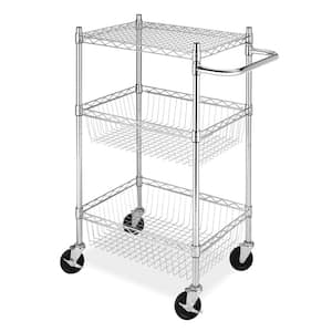 Steel Commercial 4-Wheeled Basket Cart in Chrome