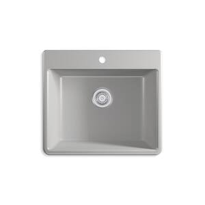 Kennon Neoroc Matte Grey Granite Composite 25 in. 1-Hole Single Bowl Drop-In/Undermount Kitchen Sink