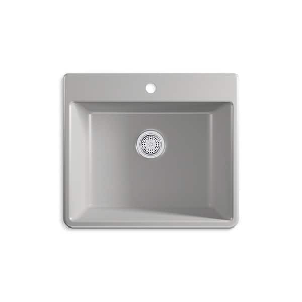 KOHLER Kennon Neoroc Matte Grey Granite Composite 25 in. 1-Hole Single Bowl Drop-In/Undermount Kitchen Sink
