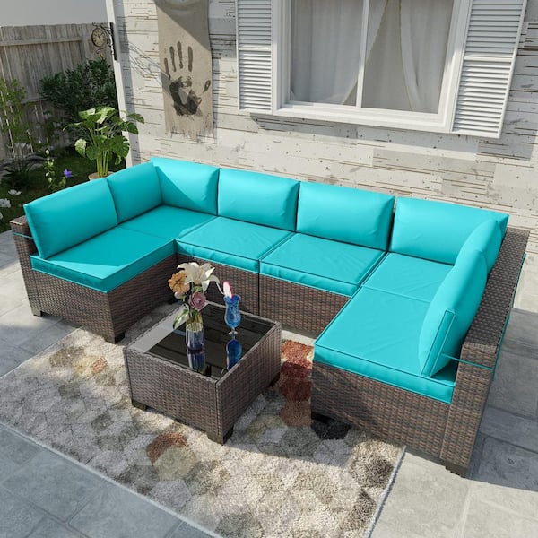 Mazie 7 hotsell piece rattan sectional