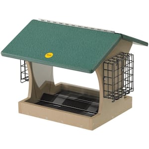 Large Recycled 2-Sided Hopper Feeder with Suet Cages