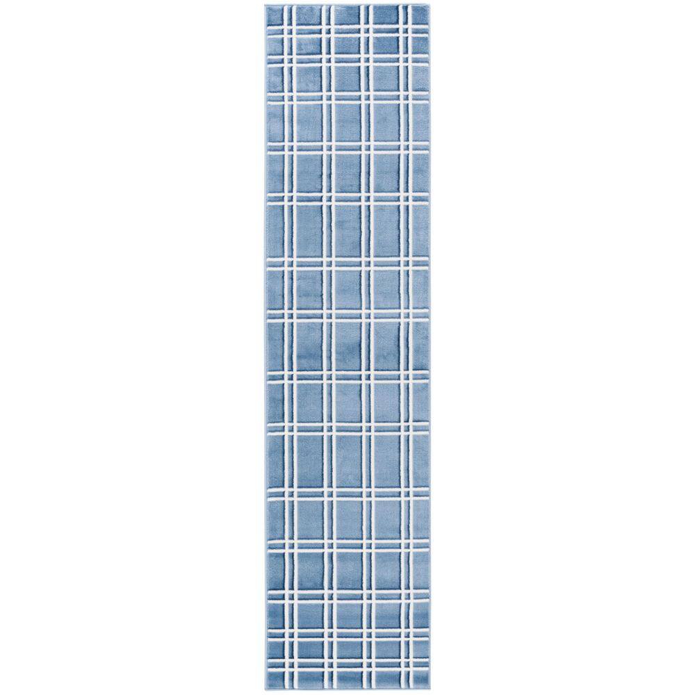 Groove 2 ft. x 8 ft. Blue/Ivory Twinned Geometric Tile Runner Rug price history on PriceWatchPro